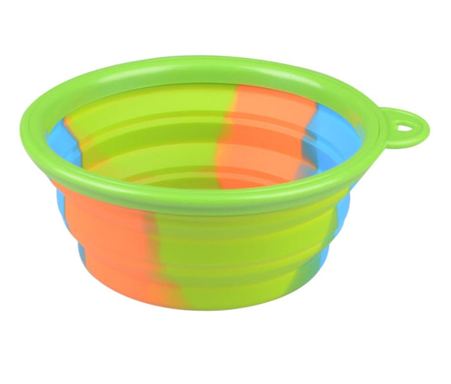 Collapsible Travel Dog Bowl - Portable Silicone Water and Food Bowl